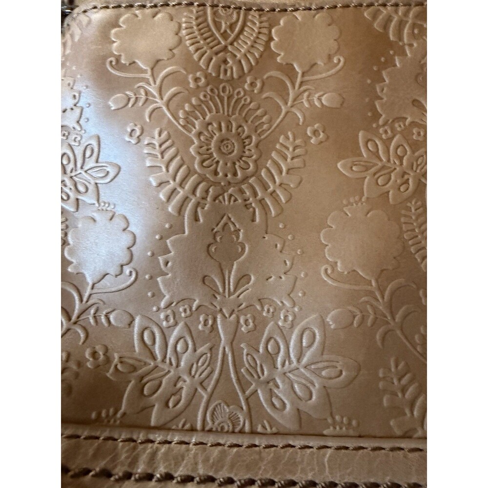 The Sak Iris Tan Brown Leather Tooled Embossed Adjustable Crossbody Shoulder Bag - Picture 4 of 13